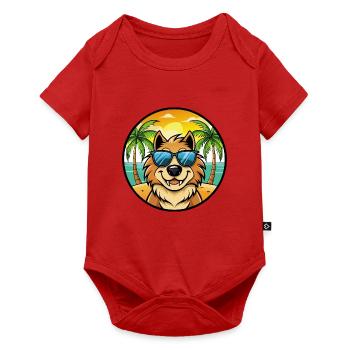 Estrela Sennenhund Rasse Cartoon Sonnenbrille Strand - Baby Premium Kurzarmbody - Rot - Vorne