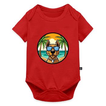Finnischer Jagdhund Rasse Cartoon Sonnenbrille Strand - Baby Premium Kurzarmbody - Rot - Vorne