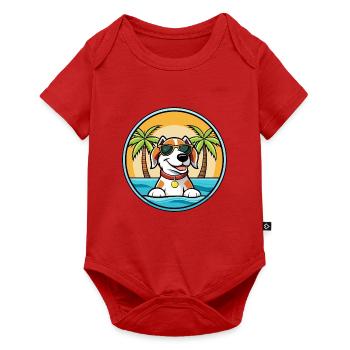 Estnischer Windhund Rasse Cartoon Sonnenbrille Strand - Baby Premium Kurzarmbody - Rot - Vorne