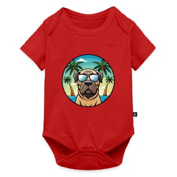 Englische Dogge Hund Rasse Cartoon Sonnenbrille Strand - Baby Premium Kurzarmbody - Rot - Vorne