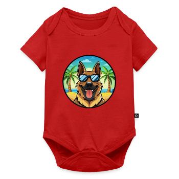 Berger d’Europe de l’Est Race Cartoon Beach - Body à manches courtes Premium Bébé - rouge - Devant