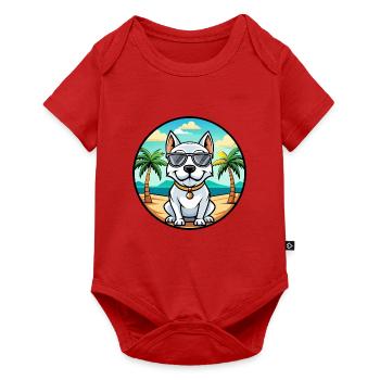 Dogue Argentino Chien Race Dessin Animé Lunettes De Soleil Plage - Body à manches courtes Premium Bébé - rouge - Devant