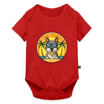 Tschechoslowakische Vlcak Hunderasse Cartoon Sonnenbrille - Baby Premium Kurzarmbody - Rot - Vorne
