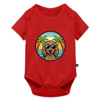 Lockig Beschichtet Retriever Hunderasse Cartoon Strand - Baby Premium Kurzarmbody - Rot - Vorne