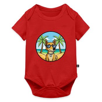 Kretischer Hund Hund Rasse Cartoon Sonnenbrille Strand - Baby Premium Kurzarmbody - Rot - Vorne