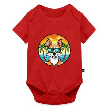 Lunettes de soleil de dessin animé de race de chien Fox Terrier du Chili - Body à manches courtes Premium Bébé - rouge - Devant