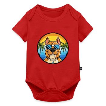 Kanarische Warren Hound Hunderasse Cartoon Sonnenbrille - Baby Premium Kurzarmbody - Rot - Vorne