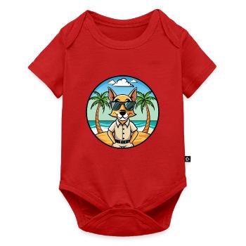 Braque Saint Germain Hunderasse Cartoon Sonnenbrille - Baby Premium Kurzarmbody - Rot - Vorne
