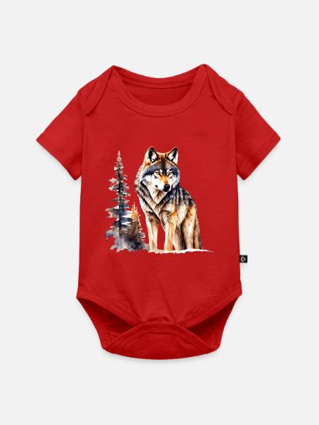 Wolf - Baby Premium Kurzarmbody - Rot