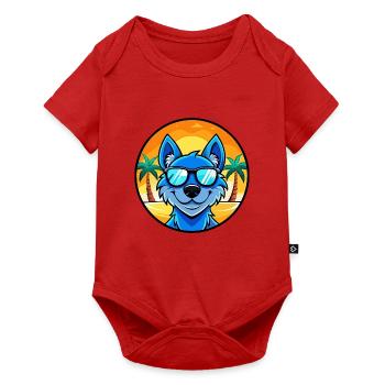 Blaue Spitzenhunderasse Cartoon Sonnenbrille Strand - Baby Premium Kurzarmbody - Rot - Vorne