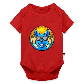 Blue Heeler Hunderasse Cartoon Sonnenbrille Strand - Baby Premium Kurzarmbody - Rot - Vorne