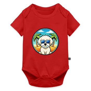 Bichon frisé race de chien dessin animé lunettes de soleil plage - Body à manches courtes Premium Bébé - rouge - Devant