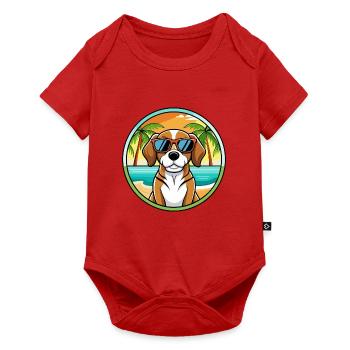 Beagle Harrier Chien Race Dessin Animé Lunettes de soleil Plage - Body à manches courtes Premium Bébé - rouge - Devant