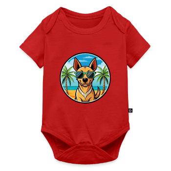 Andalusischer Windhund Rasse Cartoon Sonnenbrille Strand - Baby Premium Kurzarmbody - Rot - Vorne
