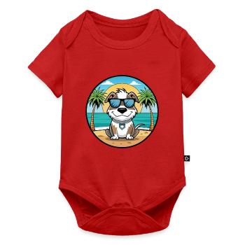 Argentino Chien Race Dessin Animé Lunettes De Soleil Plage - Body à manches courtes Premium Bébé - rouge - Devant