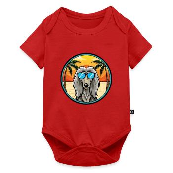 Afghanischer Windhund Hunderasse Cartoon Sonnenbrille Strand - Baby Premium Kurzarmbody - Rot - Vorne
