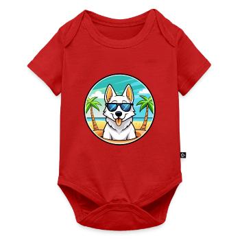 White Shepherd Dog Breed Cartoon Sunglasses Beach - Baby Premium short-sleeve bodysuit - red - Front