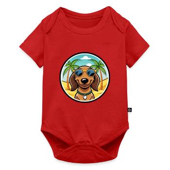 Westfälischer Dachsbracke Hunderasse Cartoon Beach - Baby Premium Kurzarmbody - Rot - Vorne