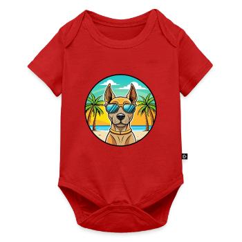 Thai Ridgeback Dog Breed Cartoon Sunglasses Beach - Baby Premium short-sleeve bodysuit - red - Front