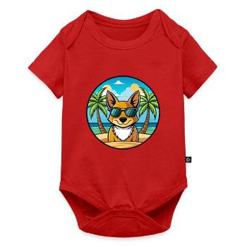 St Miguel Cattle Dog Rasse Cartoon Sonnenbrille Strand - Baby Premium Kurzarmbody - Rot - Vorne