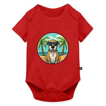 Spanische Dogge Hund Rasse Cartoon Sonnenbrille Strand - Baby Premium Kurzarmbody - Rot - Vorne