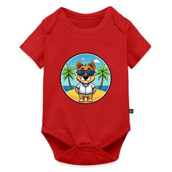 Sporting Lucas Terrier Hunderasse Cartoon Beach - Baby Premium Kurzarmbody - Rot - Vorne