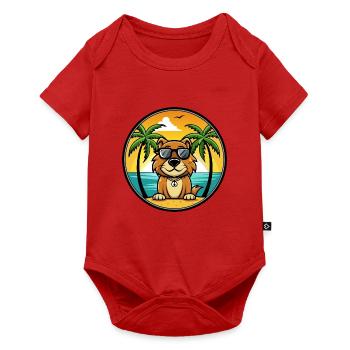 Smaland Hound Hund Rasse Cartoon Sonnenbrille Strand - Baby Premium Kurzarmbody - Rot - Vorne