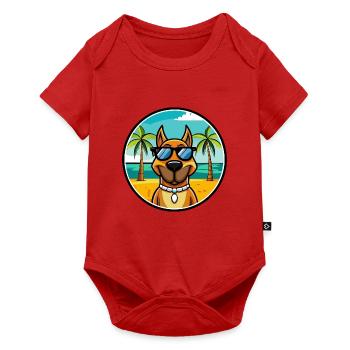 Serbischer Windhund Rasse Cartoon Sonnenbrille Strand - Baby Premium Kurzarmbody - Rot - Vorne