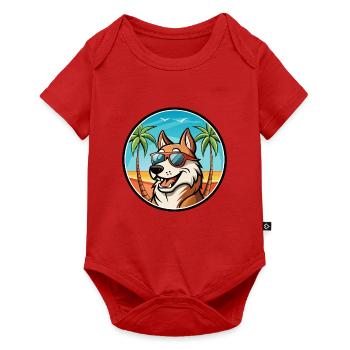 Russischer Jagdhund Rasse Cartoon Sonnenbrille Strand - Baby Premium Kurzarmbody - Rot - Vorne