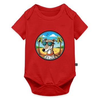 Rampur Windhund Hunderasse Cartoon Sonnenbrille Strand - Baby Premium Kurzarmbody - Rot - Vorne