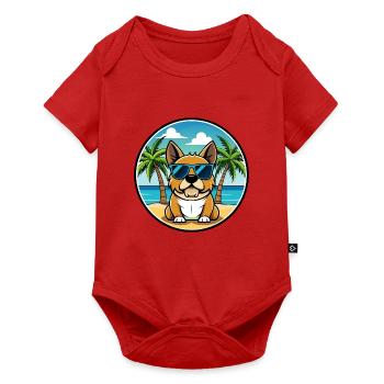 Perro De Presa Mallorquinische Hunderasse Cartoon Beach - Baby Premium Kurzarmbody - Rot - Vorne