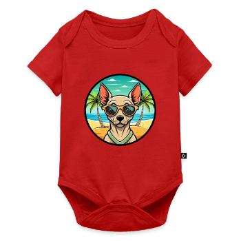 Peruanische haarlose Hunderasse Cartoon Sonnenbrille Strand - Baby Premium Kurzarmbody - Rot - Vorne