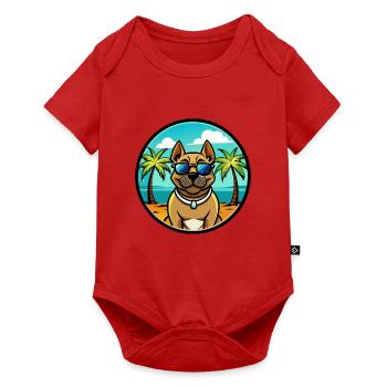 Perro De Presa Canario Hunderasse Cartoon Strand - Baby Premium Kurzarmbody - Rot - Vorne