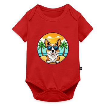 Pembroke Welsh Corgi Hunderasse Cartoon Sonnenbrille - Baby Premium Kurzarmbody - Rot - Vorne