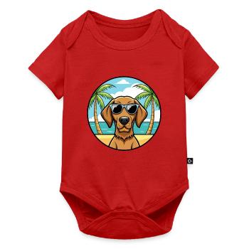 Drahthaar Vizsla Hund Rasse Cartoon Sonnenbrille Strand - Baby Premium Kurzarmbody - Rot - Vorne