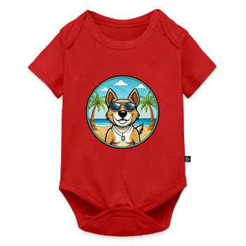 Teddy Roosevelt Terrier Race Chien Dessin Animé Plage - Body à manches courtes Premium Bébé - rouge - Devant