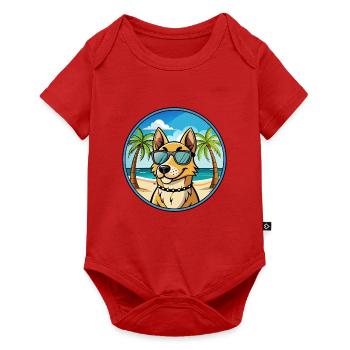 Norwegischer Windhund Rasse Cartoon Sonnenbrille Strand - Baby Premium Kurzarmbody - Rot - Vorne