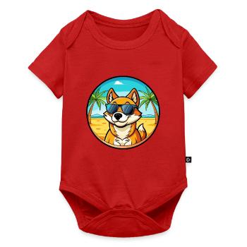 Lunettes de soleil de dessin animé de race de chien chantant de Nouvelle-Guinée - Body à manches courtes Premium Bébé - rouge - Devant