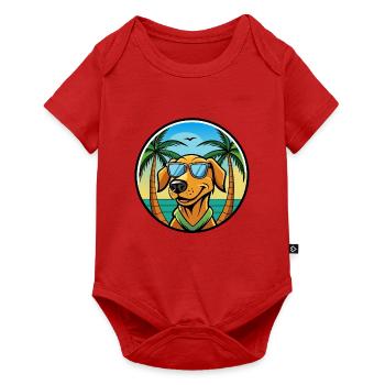 Litauischer Windhund Rasse Cartoon Sonnenbrille Strand - Baby Premium Kurzarmbody - Rot - Vorne