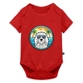Komondor Hunderasse Cartoon Sonnenbrille Strand - Baby Premium Kurzarmbody - Rot - Vorne