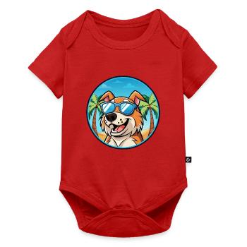 Koolie Hunderasse Cartoon Sonnenbrille Strand - Baby Premium Kurzarmbody - Rot - Vorne