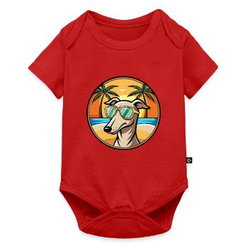 Windhund Hund Rasse Cartoon Sonnenbrille Strand - Baby Premium Kurzarmbody - Rot - Vorne