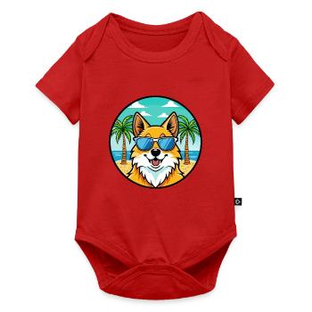 German Spitz Dog Breed Cartoon Sunglasses Beach - Baby Premium short-sleeve bodysuit - red - Front