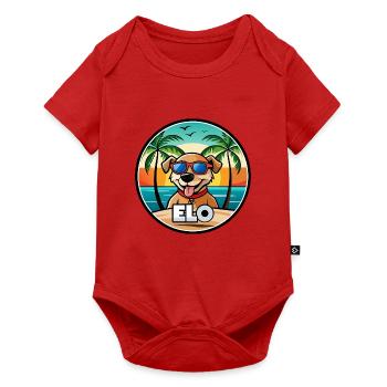 Dog Breed Cartoon Sunglasses Beach - Baby Premium short-sleeve bodysuit - red - Front
