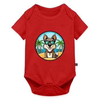 Georgischer Schäferhund Hunderasse Cartoon Sonnenbrille Strand - Baby Premium Kurzarmbody - Rot - Vorne