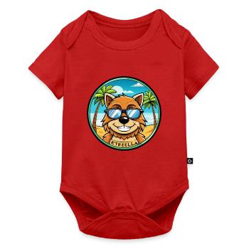 Estrela Sennenhund Rasse Cartoon Sonnenbrille Strand - Baby Premium Kurzarmbody - Rot - Vorne