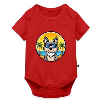 Tschechoslowakischer Wolfshund Rasse Cartoon Sonnenbrille Strand - Baby Premium Kurzarmbody - Rot - Vorne