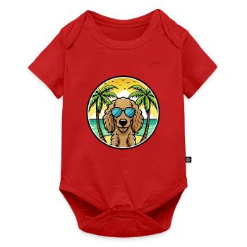 Lockig Beschichtet Retriever Hunderasse Cartoon Strand - Baby Premium Kurzarmbody - Rot - Vorne