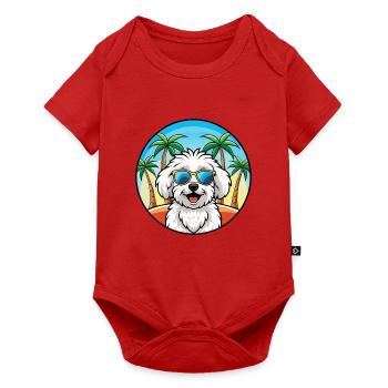 Bichon frisé race de chien dessin animé lunettes de soleil plage - Body à manches courtes Premium Bébé - rouge - Devant