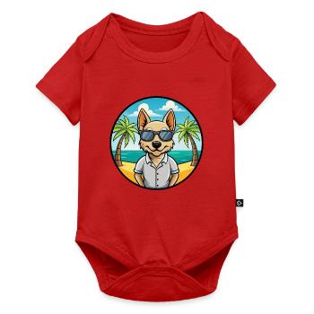 Braque Saint Germain Hunderasse Cartoon Sonnenbrille - Baby Premium Kurzarmbody - Rot - Vorne
